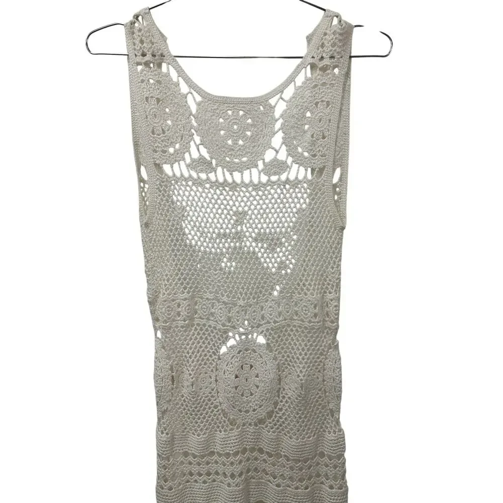 Miss June Cotton Crochet Keyhole Back Angel Long Maxi Dress White Women's Size 1 - Picture 4 of 10